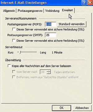 wählen dann den Karteireiter Erweitert aus